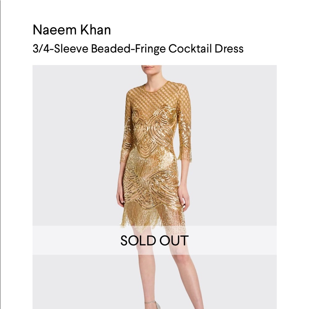 Naeem Khan gold beaded illusion dress